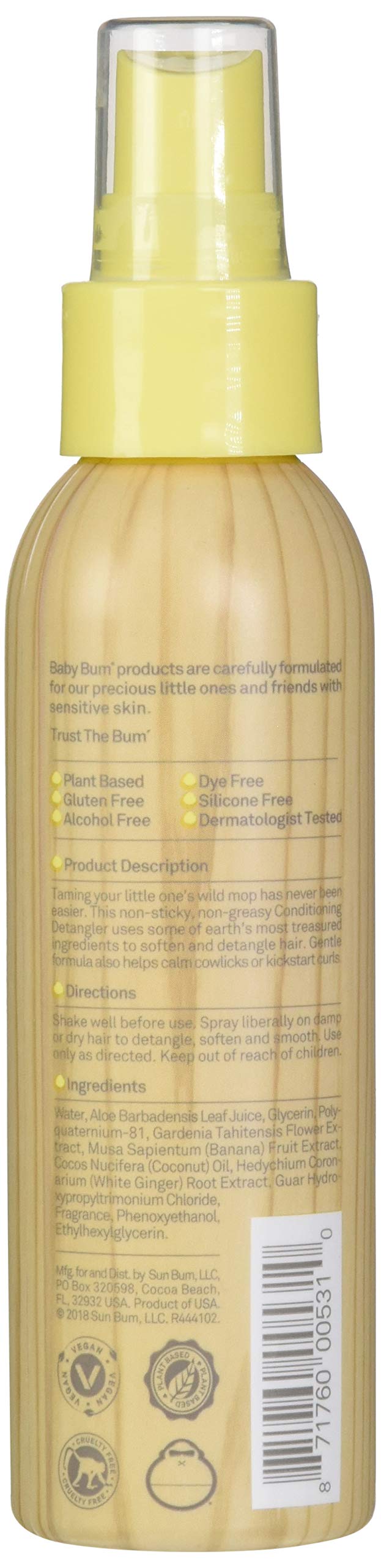 Baby Bum Baby Bum Conditioning Detangler Spray - Leave-in Conditioner â€“ Natural Fragrance - Gentle & Safe With Soothing Coconut Oil - 4 Fl Ounce, 4 Fluid Ounce (Pack Of 6)