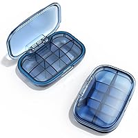 6 Compartment Travel Pill Box, Pill Organizer Moisture Proof Pill Case, Small Pill Box for Pocket Purse, Daily Portable Medicine Vitamin Box, Fish Oil Box, Supplement Box (Blue)