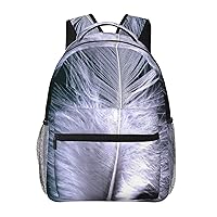 white feather Printed Lightweight Backpack Travel Laptop Bag Gym Backpack Casual Daypack