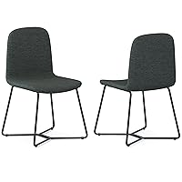 SIMPLIHOME Wilcox Contemporary Dining Chair (Set of 2) in Charcoal Grey Woven Fabric, For dining room