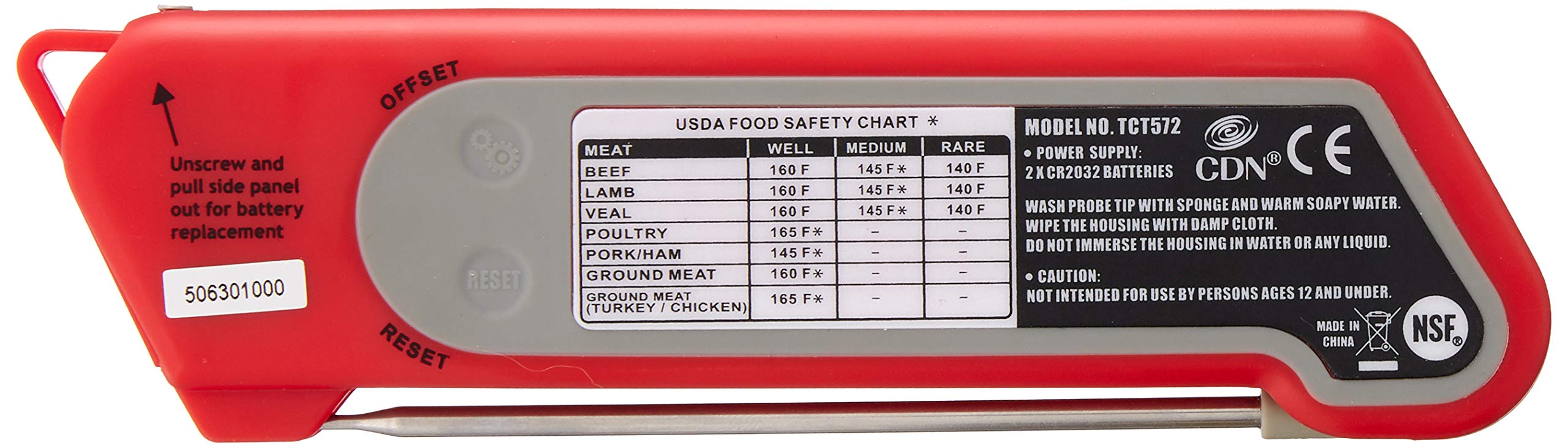 CDN ProAccurate Digital Themometer - Folding Thermocouple Thermometer - Instant Read - Stainless Steel Tip - Red (TCT572-R)