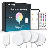 MYPLUS Smart Under Cabinet Lights, Ambiance Puck Lights Work with Alexa and Google Home,WiFi Controlled Dimmable and RGB Color Smart Lamp Fixture (7cm-4PCS)