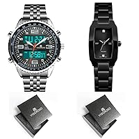 VIGOROSO Mens LED Analog Digital Outdoor Wrist Watches + Womens Bracelet Watches