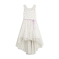 Beautees Girls' Sleeveless Floral Mesh High Low Party Dress