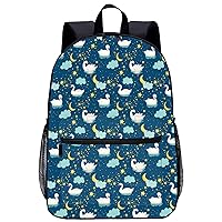 White Swans Large Backpack 17Inch Lightweight Laptop Bag with Pockets Travel Business Daypack