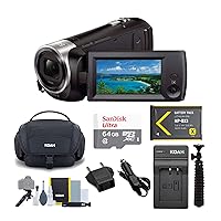 Sony HD Video Recording HDRCX405 HDR-CX405/B Handycam Camcorder (Black) Bundle with 64GB Card, Portable Accessory, Gadget System with Cleaning Kit, and Tripod (5 Items)