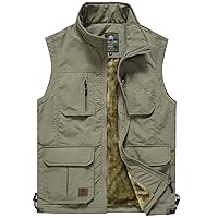 Flygo Men's Casual Lightweight Outdoor Travel Fishing Hunting Vest Jacket with Pockets