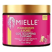 Pomegranate & Honey Sculpting Custard, Natural Styling Cream Plus Moisture, For Curl, Wave, & Coil Definition for Natural or Relaxed Type 4 Hair, 12-Fluid Ounces