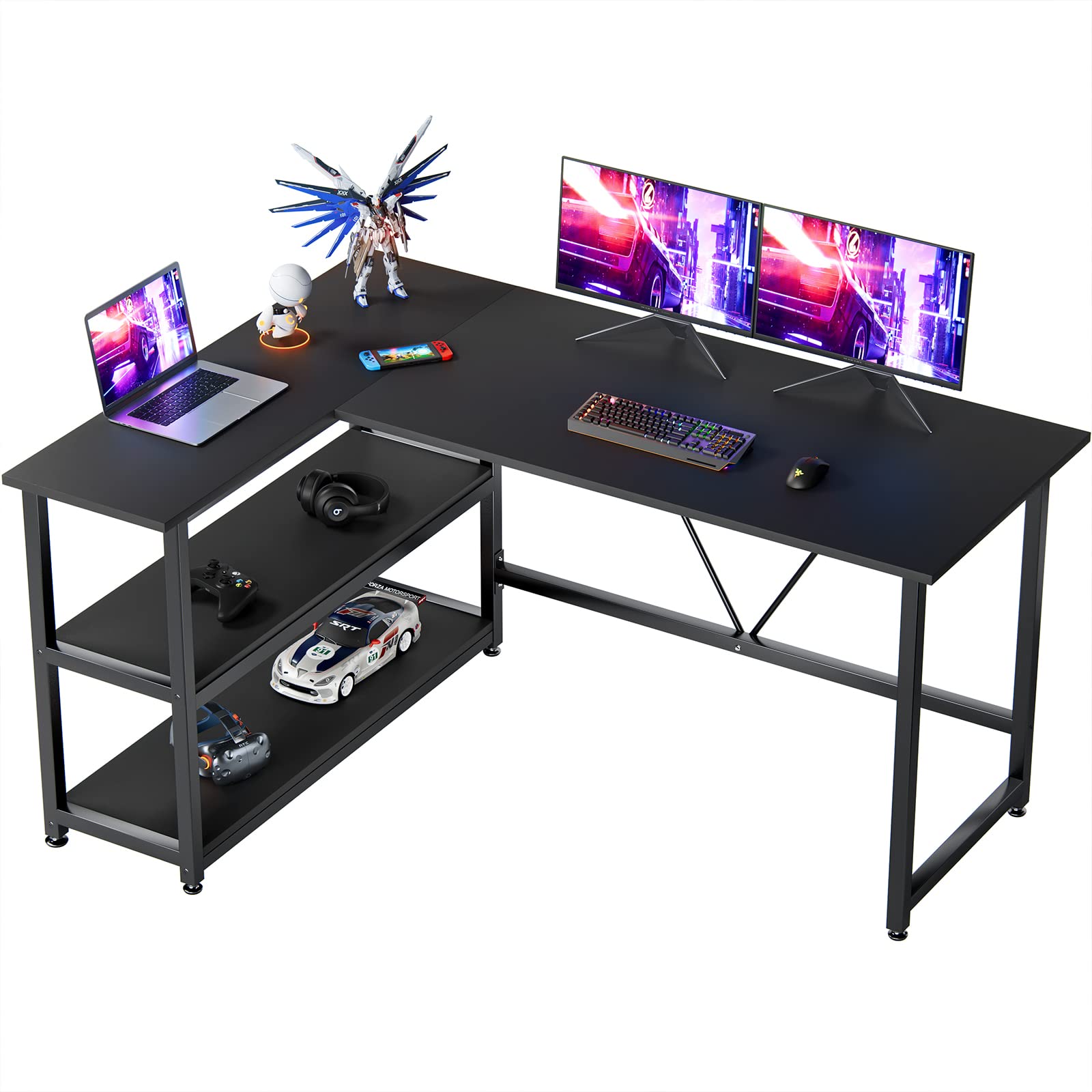 Mua Greenforest 51 Inch L Shaped Gaming Desk Small Reversible Corner Gaming  Computer Desk With Storage Shelves For Home Office Pc Workstation Laptop  Table, Black Trên Amazon Mỹ Chính Hãng 2023 | Giaonhan247