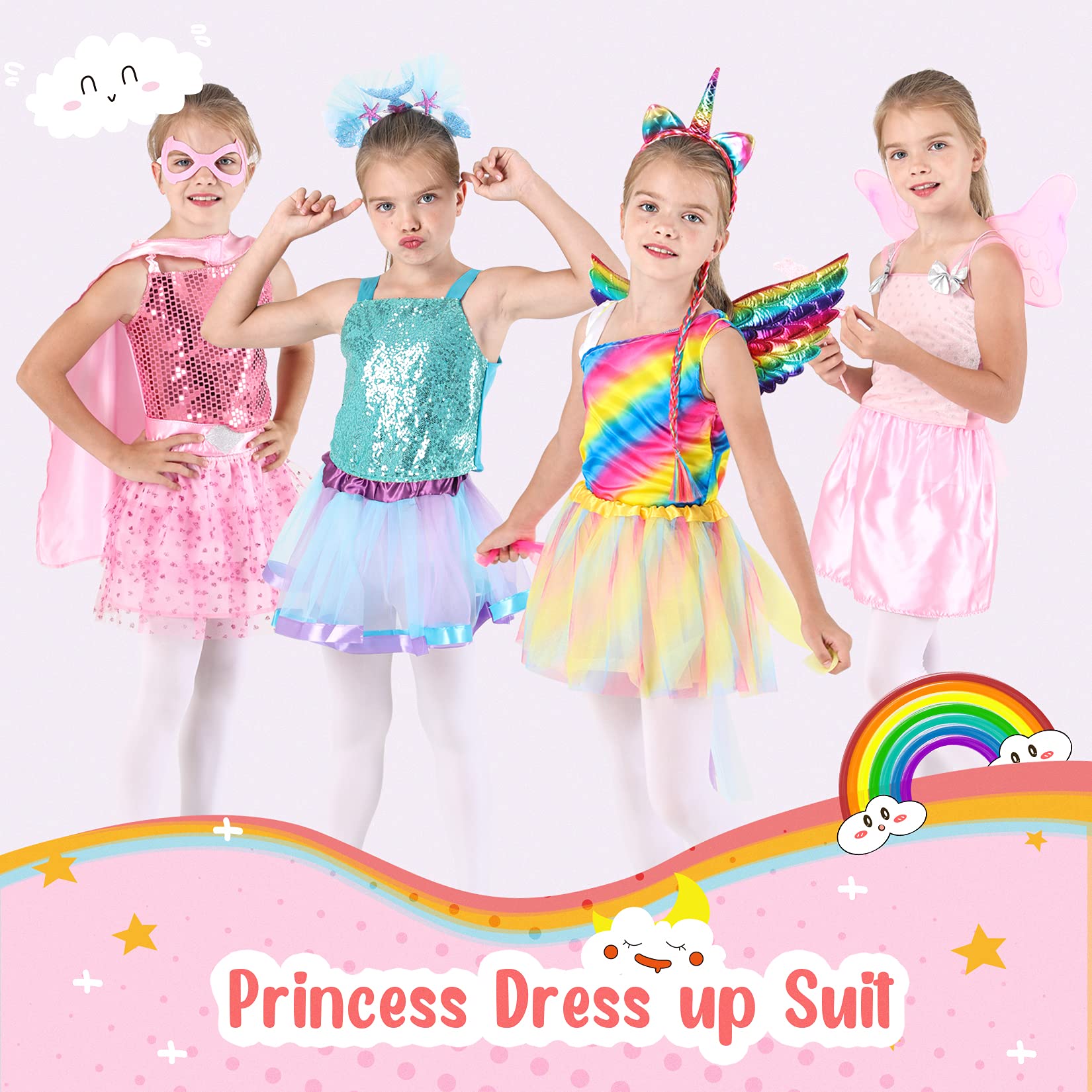 Fedio Dress up Clothes for Little Girls - Kids Dress up & Pretend Play Princess Dress up Trunk Costume for Girls 3-6 Years