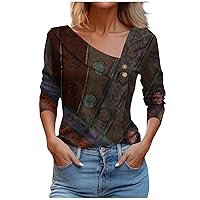 Womens Blouses Dressy V Neck Cute Comfy Raglan Sleeve Tops for Women Print Going Out Tops for Women