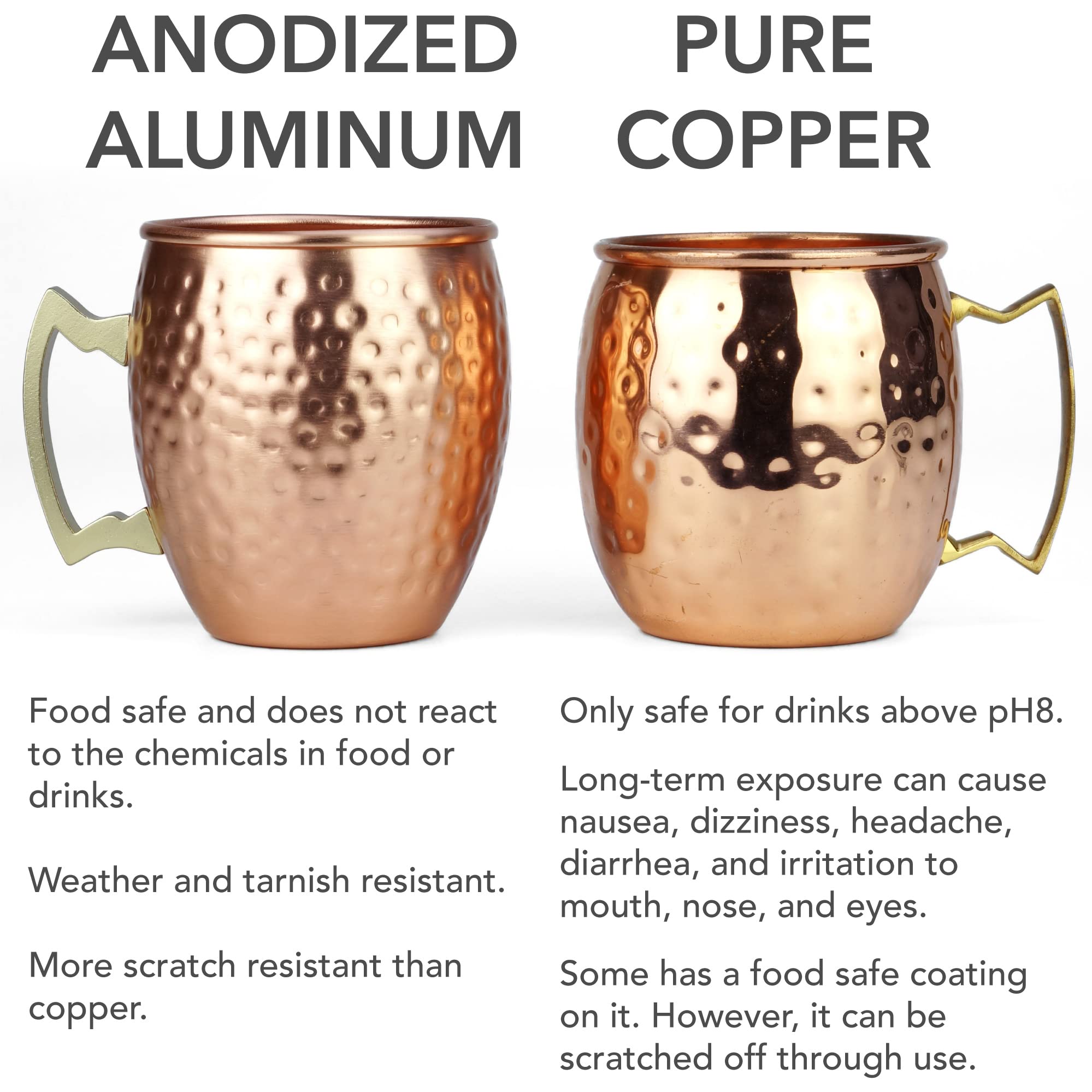 ARORA Moscow Mule Mugs set of 4,Aluminum Hammered Handcrafted Cups for Cocktail Drink, Beer Bar Party Gifts-Copper Color 19oz