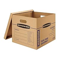 Bankers Box 10 Pack Medium Classic, Moving Boxes, Tape-Free with Reinforced Handles