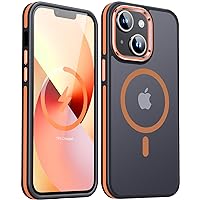 JAME Magnetic for iPhone 13 Case & iPhone 14 Case, [Compatible with Magnetic] [Shockproof Military-Grade Protection] Slim Non-Slip Translucent Matte Phone Case for iPhone 13/iPhone 14 6.1″, Orange