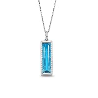 ARAIYA FINE JEWELRY Sterling Silver Diamond and Gemstone Bar Pendant Necklace (1/5 cttw, I-J Color, I2-I3 Clarity), 18'