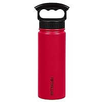 Fifty/Fifty Sport Water Bottle, 3 Finger Wide Mouth Cap, 18 oz/530mL, Cherry Red