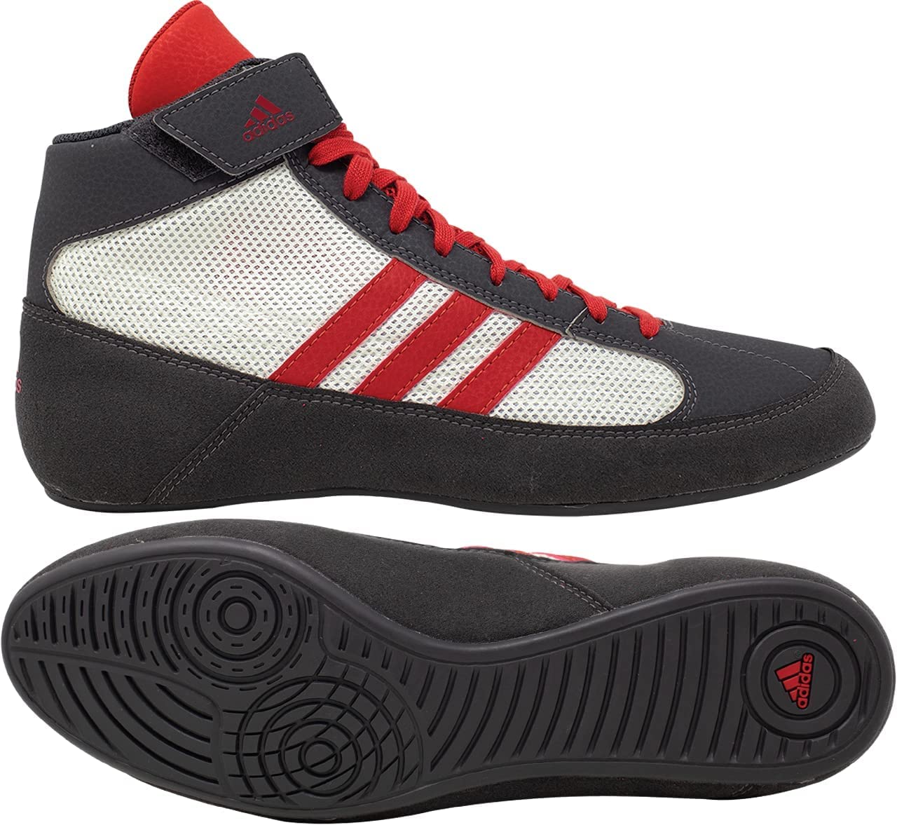 adidas Men's HVC Wrestling Shoes, Grey/White/Red, 10