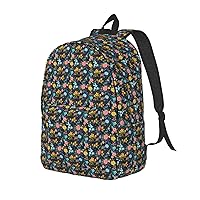 Canvas Backpack For Women Men Laptop Backpack Blooming Flowers Travel Daypack Lightweight Casual Backpack