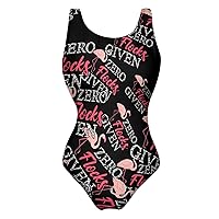 Funny Flamingo Zero Flocks Given One Piece Swimsuit for Women Tummy Control Bathing Suit Slimming Backless Swimwear