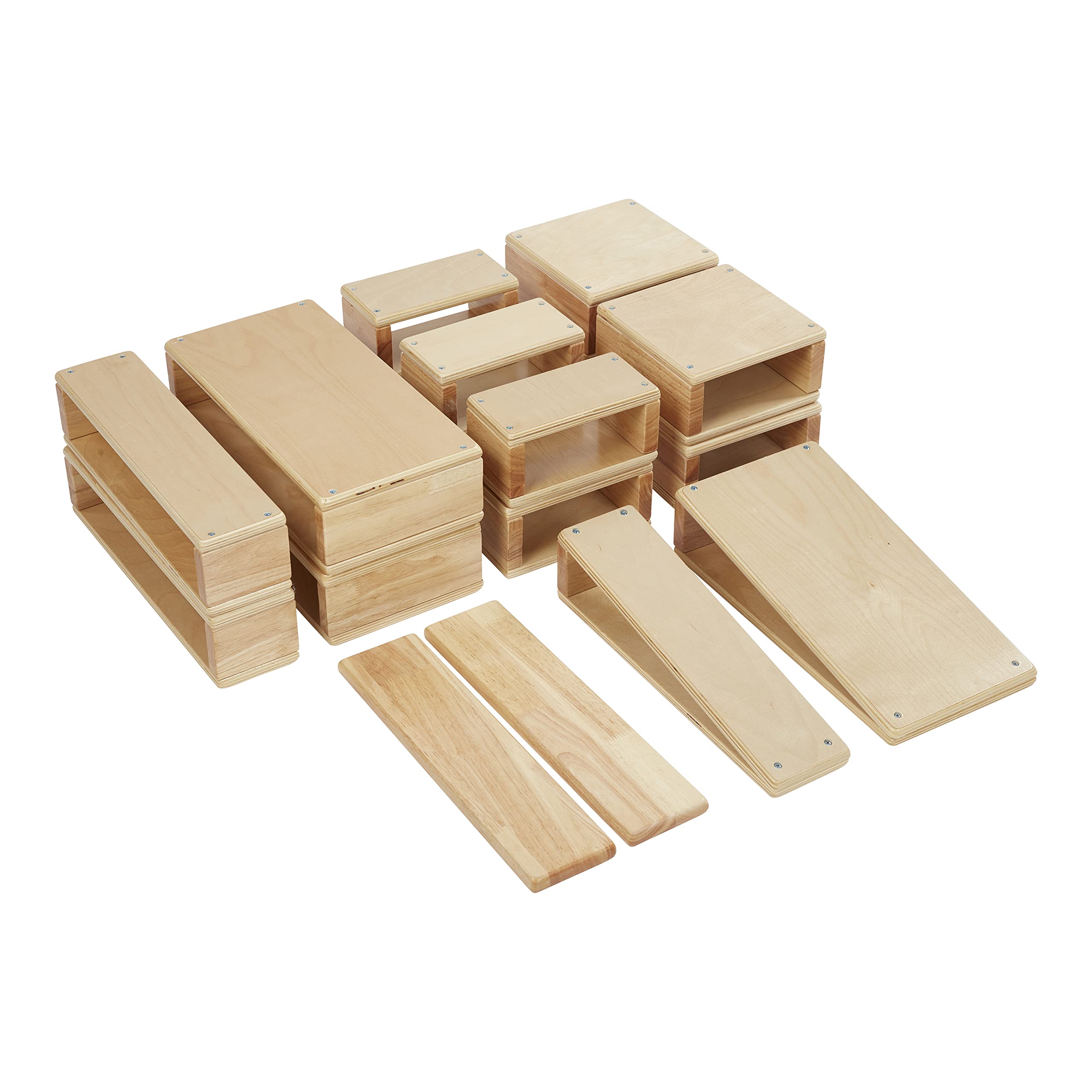 ECR4Kids Hollow Block Set, Wooden Toys, Natural, 18-Piece