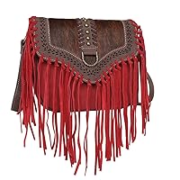 Montana West Women's Leather Small Crossbody Bag Western Clutch Handbag Handbags Purse Cowhide Whipstitches Fringe