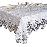 Elegant Velvet Lace Sheer Floral Deluxe Design Tablecloth, 70