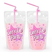 xo, Fetti Let's Go Party Pink Drink Pouches - 16 count | Pink Birthday Party, Bachelorette Drinkware, Cute Party Cups