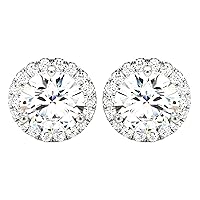 1 to 4 Carat IGI CERTIFIED LAB GROWN Round Halo Diamond Earrings 14K Gold Value Collection Push Back Push Back (D-E Color VS1-VS2 Clarity) IDEAL CUT