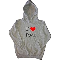 I Love Heart Paris Grey Kids Hoodie