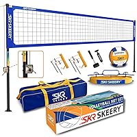 Outdoor Heavy Duty Volleyball Net Set, Anti-Sag Design, Adjustable Aluminum Poles, Portable Volleyball Net for Backyard,Grass and Beach
