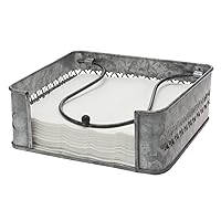 Stonebriar Rustic Silver Galvanized Metal Table Top Napkin Holder, Decorative Napkin Tray for Dining Table and Kitchen, Unique Tissue Dispenser for Bathroom, Horizontal Display, Gray