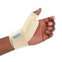 Compression Thumb Brace, Breathable Wrist Stabilizer - Lightweight Thumb Splint for BlackBerry Thumb, Sprains, Carpal Tunnel, Tendonitis, Arthritis Pain Relief- Support Wrap for Men/Women, S-M, Beige