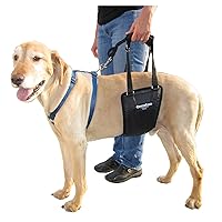 Dog Rear Support Sling Harness, M/LG Unisex with Cutout Fits Male & Female Dogs. Padded Hip Lifting Aid Helps Old Pets Walk, K9s Recover from TPLO Surgery. Integrated Leash. Made in U.S.A.
