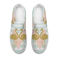 Flamingo Patterns Women's Slip on Canvas Non Slip Shoes for Women Skate Sneakers (Slip-On)