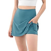 ODODOS Women's Athletic Tennis Skorts with Pockets Built-in Shorts Golf Active Skirts for Sports Running Gym Training