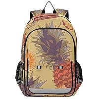 ALAZA Tropical Coconut Palm Trees Fruits Pineapples Hand Drawn Colorful Pineapple Backpack Daypack Bookbag