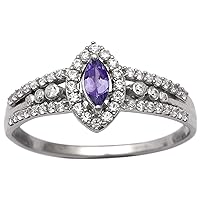 0.30 Ctw Genuine Tanzanite 925 Sterling silver White Gold Overlay Classic ring