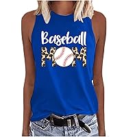 Baseball Mom Tank Tops for Women Leopard Graphic Letter Print Tanks Summer Sleeveless Softball Mom Tee Shirts