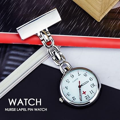 WIOR Nurse Lapel Pin Watch Hanging Medical Doctor Pocket Watch Quartz Movement Nurses Watch for Graduation Xmas Birthday Mothers Day