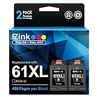 E-Z Ink (TM Remanufactured 61XL Ink Cartridge Replacement for HP Ink 61 61XL Black Ink Cartridge Work with HP Envy 4500 4502 5530 Deskjet 2540 3510 OfficeJet 4630 Printer (2 Black)