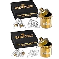 Eargasm Gold Earplugs Set: 1 Pair of High Fidelity Earplugs + 1 Pair of Small Earplugs for Concerts, Festivals, Motorcycles, Noise Sensitivity