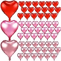 60 Pieces 18 Inch Heart Foil Balloons Valentine's Day Balloons Bulk Large Heart Shaped Balloons Love Balloons for Valentines Day Decorations Room Party Props(Red Pink Rose Gold)