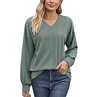Sexy Tops for Women Date Night Plus Size Women's 2024 Autumn Winter Fashion Casual Shirt Long Sleeve V Neck Lo
