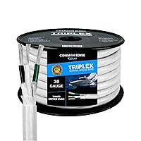 16 Gauge 3 Conductor Marine Wire - 16 ft Triplex Round Marine Grade Wire Tinned Copper Oxygen-Free Insulated - 16/3 AWG UL 1426 Standard PVC Wire for Boat, Automotive, Speakers, Camper & Trailers
