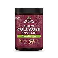 Ancient Nutrition Collagen Powder Protein, Multi Collagen Protein, Cucumber Lime, Hydrolyzed Collagen Peptides Supports Skin and Nails, Joint Supplement,18.7oz