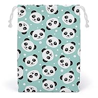 Cute Panda Canvas Drawstring Bags Reusable Storage Bag Gifts Jewelry Pouch Organizer for Travel Home
