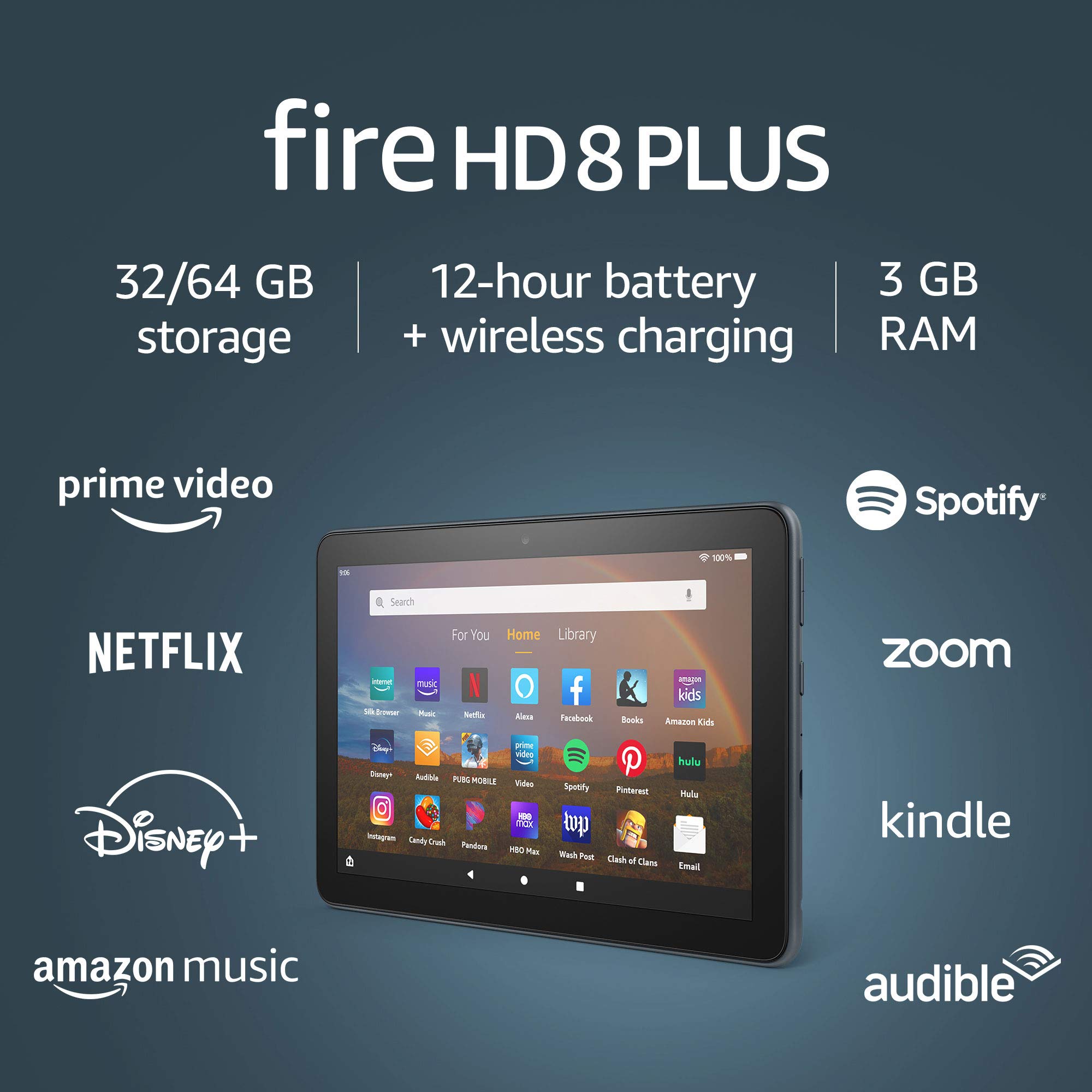 Amazon Fire HD 8 Plus tablet, HD display, 32 GB, (2020 release), our best 8