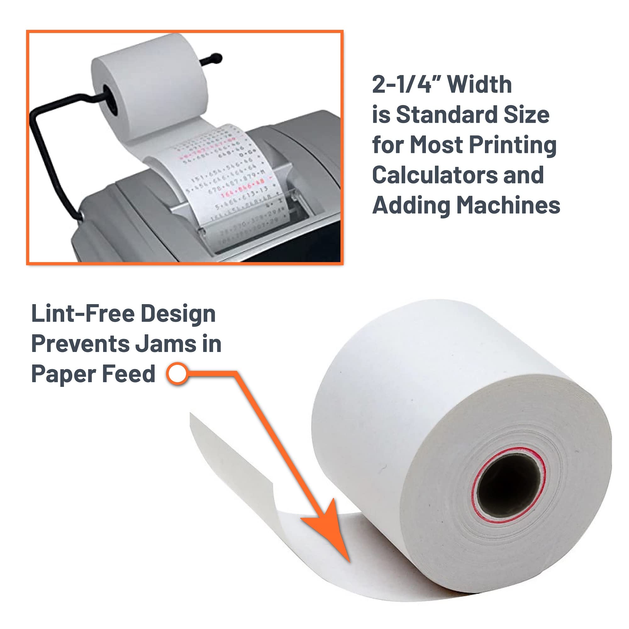 Victor 7050 Compact White Paper Rolls for Handheld and Portable Printing Calculators/Adding Machines 2.25” W x 150' FT (3-Pack)