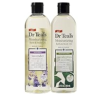 Dr Teal's Bath & Body Oil Variety Gift Set (2 Pack, 8.8oz Ea.) - Soothing Lavender & Rejuvenating Eucalyptus & Spearmint - Essential Oils Hydrate Skin & Alleviates Daily Stress