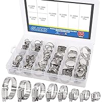 304 Stainless Steel Range Worm Gear Hose Clamp Clips Fuel Line Clamps Assortment Kit for Plumbing Rustark 25-Pcs Adjustable 13 to 19mm 